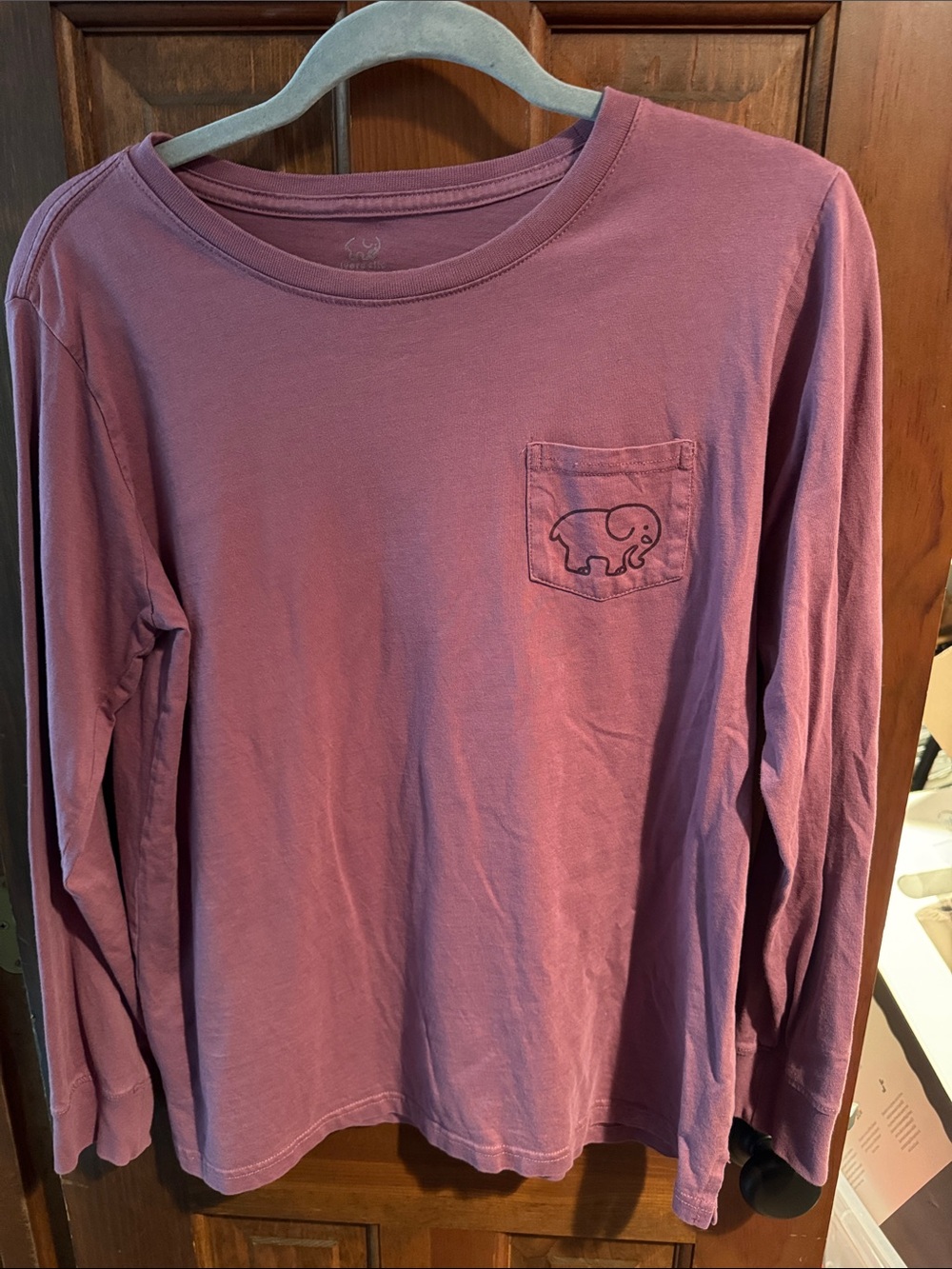 ivory ella Long Sleeve Pocket Tee in Dusty Rose